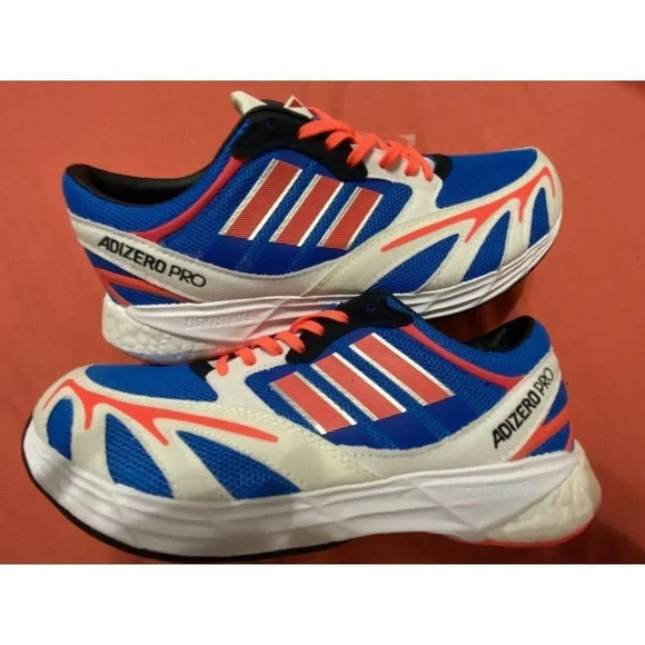ADIDAS ADIZERO PRO DNA BLUE  NEON PINK WHITE SILVER MEN'S SIZE 6.5 RUNNING SHOES - Picture 1 of 12